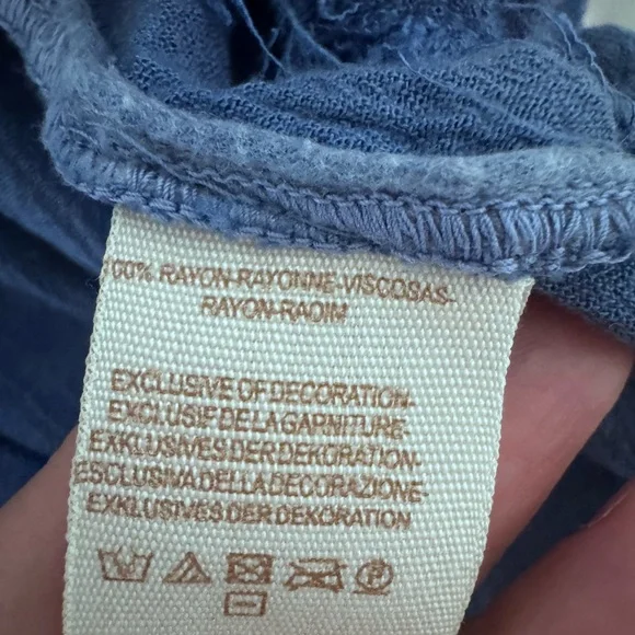 Free People Indigo Smocked Button-Front Peasant Blouse - Picture 7 of 7